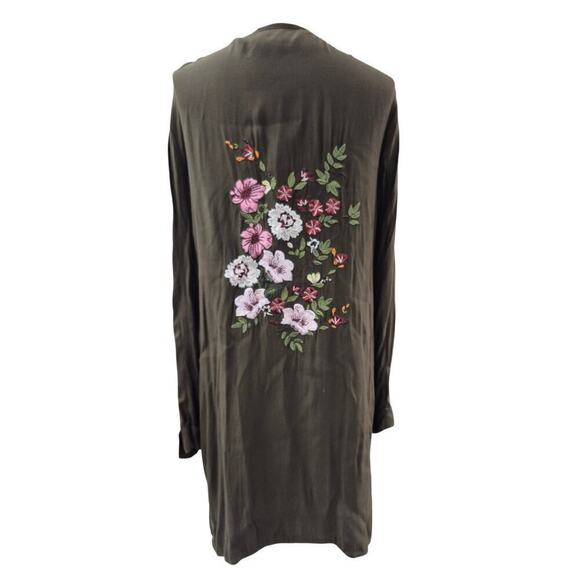 Gibson Latimer Brown Embroidered Light Robe Coat Topper Open Front  Sz XL - Picture 1 of 5